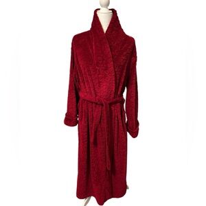 CAROLE HOCHMAN Red Plush Long Wrap Robe Size Large